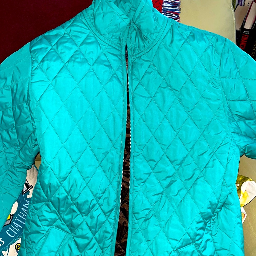 Vintage Lands End Quilted Jacket. Teal Green Women’s Small (6-8) full zip